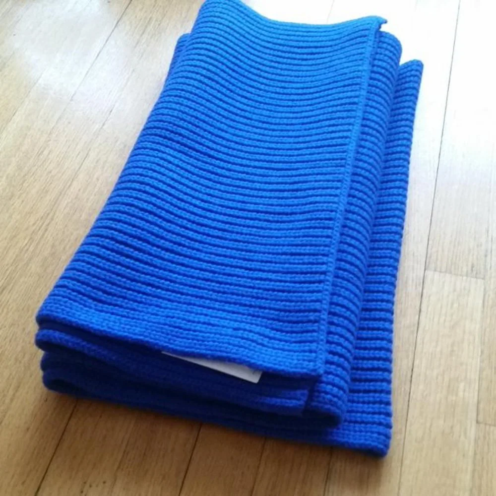 Tory Burch Royal Blue Ribbed Knit Scarf